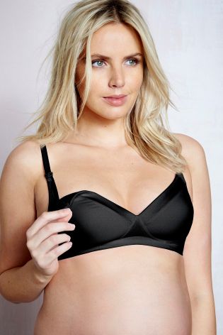 Black And White Non Wired Padded Plunge Bras Two Pack (Maternity)